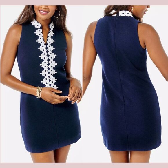 Lilly Pulitzer Dresses & Skirts - NWT Lilly Pulitzer [ Small] Callista Navy Lilly Lace Sleeveless Shift Dress 6304